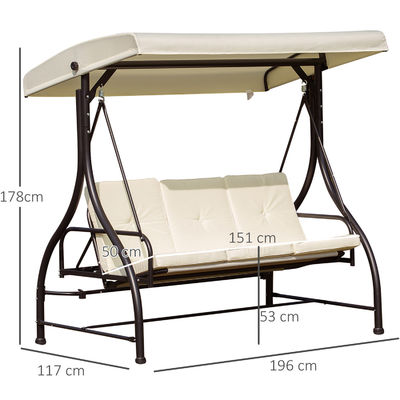 AJUNION Silla de hamaca giratoria con marco de acero para jardín de patio 150 kg Canopy de capacidad de peso