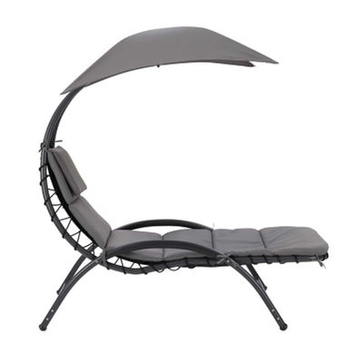 Sillón colgante de cama con techo de metal para exteriores Patio de playa y jardín con toldo de 118*171*165 cm