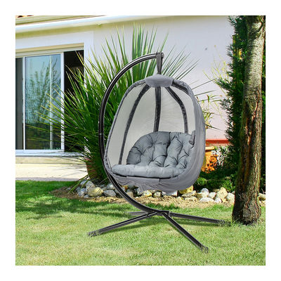 Muebles para exteriores AJUNION Silla de huevo colgante plegable con cojín de poliéster