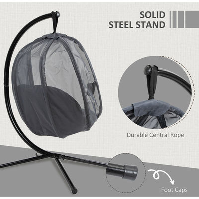 Muebles para exteriores AJUNION Silla de huevo colgante plegable con cojín de poliéster
