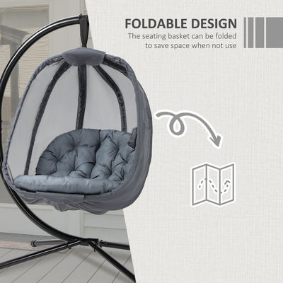 Muebles para exteriores AJUNION Silla de huevo colgante plegable con cojín de poliéster