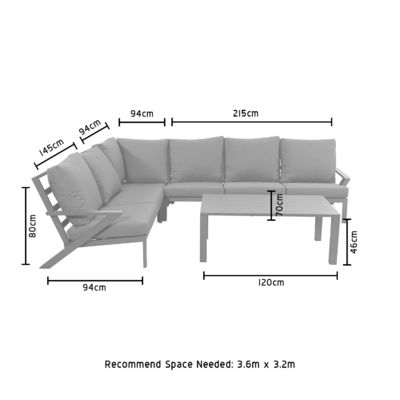 AJUNION Cuadro de aluminio Sofá de esquina exterior Set de salón Set de muebles seccionales de jardín