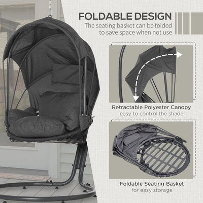 AJUNION Silla de huevo plegable y soporte La combinación perfecta para muebles de exterior
