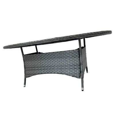 Set de comedor exterior de 9 asientos con mesa redonda y cojines de AJUNION Rattan Furniture