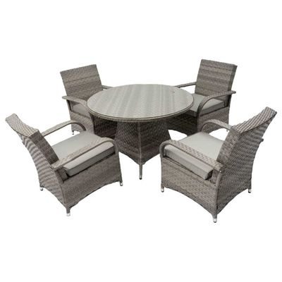 Mesa redonda Muebles de comedor al aire libre Wicker Rattan Jardín Conjunto para 4 plazas por AJUNION