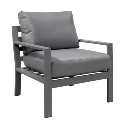 Cuadro de aluminio Sofá de jardín moderno en forma de L Conjunto con mesa de café Tamaño L 120 x W60 x H45cm