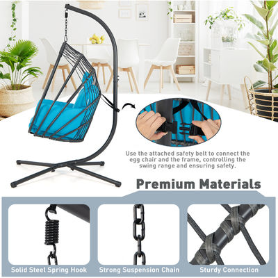Silla colgante de acero de diseño moderno con tela de cojín de poliéster