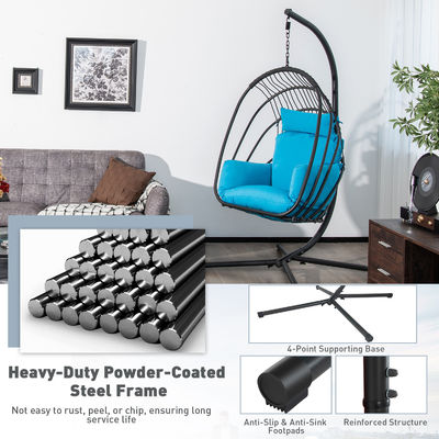 Silla colgante de acero de diseño moderno con tela de cojín de poliéster