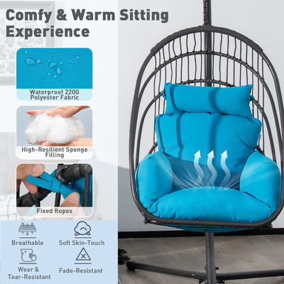 Silla colgante de acero de diseño moderno con tela de cojín de poliéster