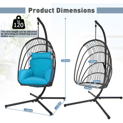 Silla colgante de acero de diseño moderno con tela de cojín de poliéster
