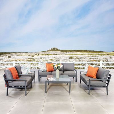 AJUNION Muebles de aluminio de 5 piezas para exteriores Conjunto de sofá de jardín Patio Conjunto de salón
