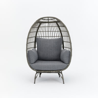 Silla de huevo de pie plegable y diseño de tejido de ratán para sala de estar al aire libre