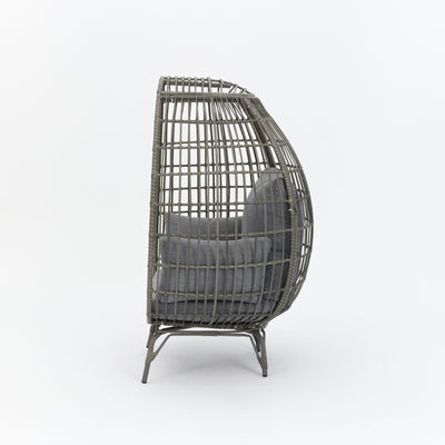 Silla de huevo de pie plegable y diseño de tejido de ratán para sala de estar al aire libre