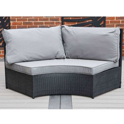 AJUNION Muebles de jardín de ratán redondo de 8 asientos Conjunto de comedor con espesor de cojín de 10 cm