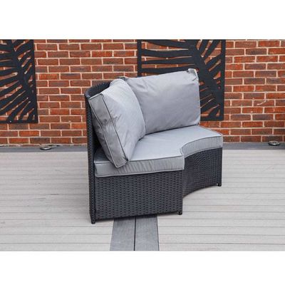AJUNION Muebles de jardín de ratán redondo de 8 asientos Conjunto de comedor con espesor de cojín de 10 cm
