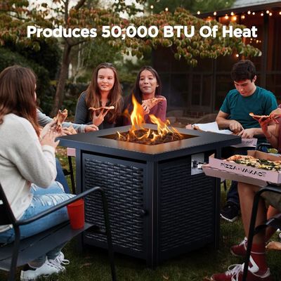 28"D x 28"W x 25"H Cuadrado Fuego de Propano al aire libre Mesa 50000 BTU Acero sin humo