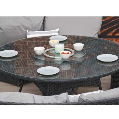 AJUNION Muebles de jardín de ratán redondo de 8 asientos Conjunto de comedor con espesor de cojín de 10 cm