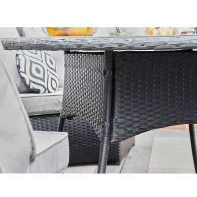 AJUNION Muebles de jardín de ratán redondo de 8 asientos Conjunto de comedor con espesor de cojín de 10 cm