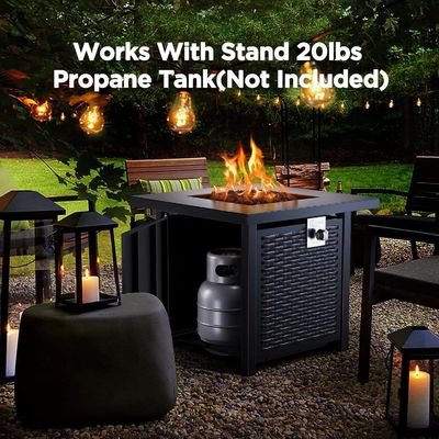 28"D x 28"W x 25"H Cuadrado Fuego de Propano al aire libre Mesa 50000 BTU Acero sin humo
