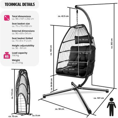 Silla colgante plegable para el salón de correo incluida en el paquete AJUNION