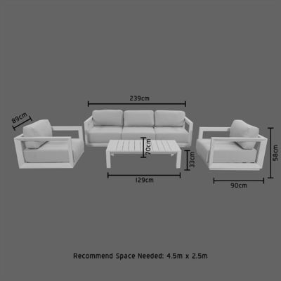 Muebles de patio modulares de aluminio AJUNION 4 piezas Sofá de salón al aire libre