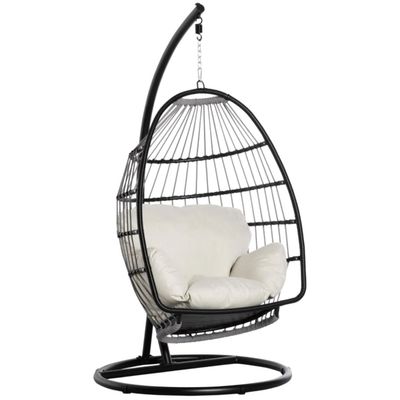 Diseño plegable silla de swing de huevo colgante al aire libre con soporte Muebles generales de exterior