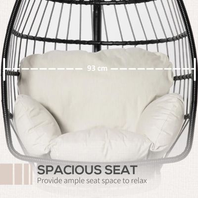 Diseño plegable silla de swing de huevo colgante al aire libre con soporte Muebles generales de exterior