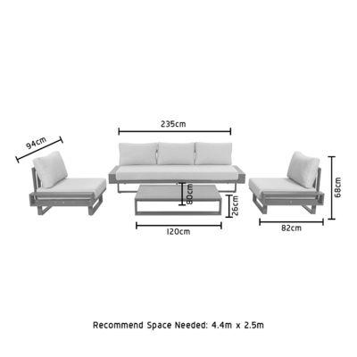 AJUNION Luxury Aluminium Sofa Set Muebles con mesa de café Tamaño L 120 x W80 x H26cm