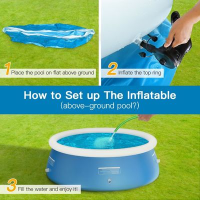 Piscina familiar de PVC redonda extra grande AJUNION 12ft x 33in para el jardín al aire libre