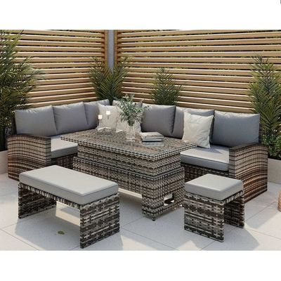Muebles de comedor de jardín con mesa de comedor ascendente L96xW49xH35cm