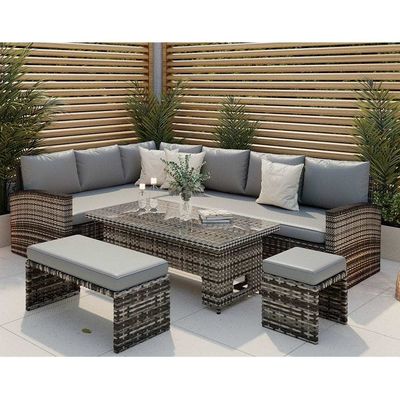 Muebles de comedor de jardín con mesa de comedor ascendente L96xW49xH35cm