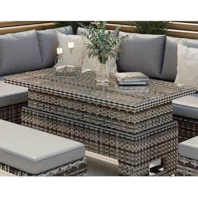 Muebles de comedor de jardín con mesa de comedor ascendente L96xW49xH35cm