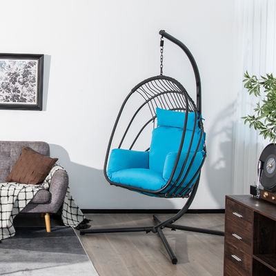 80 kg Capacidad de carga silla de huevo giratoria de doble asiento de ratan PE para muebles exteriores de lujo