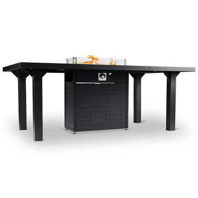 Mesa de comedor rectangular de fuego sin humo de gas de propano de fuego de pozo de mesa para jardín patio