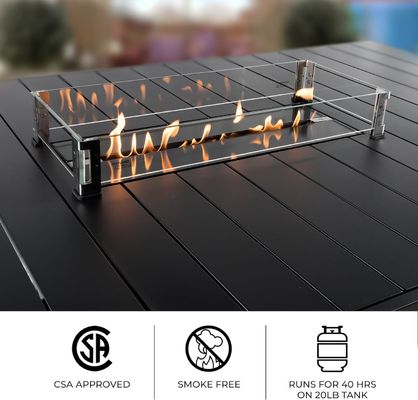 Mesa de comedor rectangular de fuego sin humo de gas de propano de fuego de pozo de mesa para jardín patio