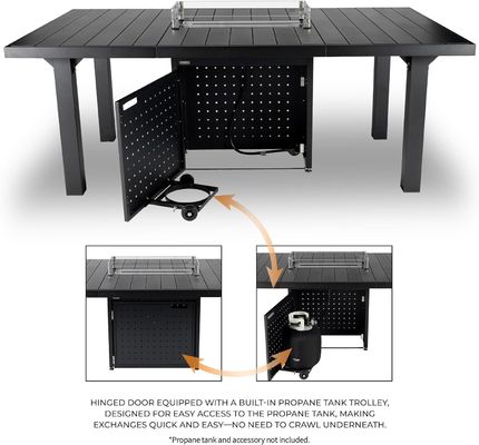 Mesa de comedor rectangular de fuego sin humo de gas de propano de fuego de pozo de mesa para jardín patio