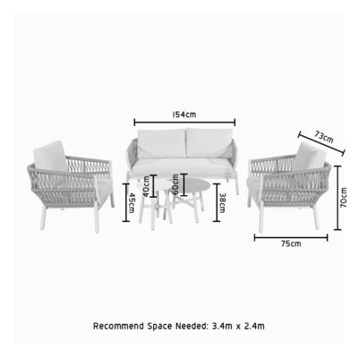 Embalaje de correo Cuadro de aluminio moderno Muebles de jardín Cuerdas de tejido Sofá de salón al aire libre