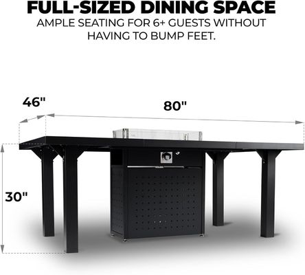 Mesa de comedor rectangular de fuego sin humo de gas de propano de fuego de pozo de mesa para jardín patio