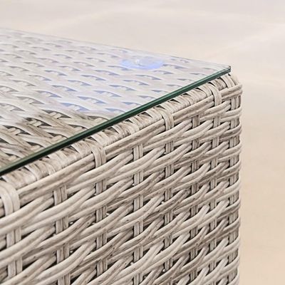Sofá de jardín de tamaño grande en forma de L PE Sofá de exterior de vítrea de 8 piezas Rattan Set de muebles de exterior