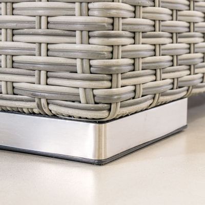 Sofá de jardín de tamaño grande en forma de L PE Sofá de exterior de vítrea de 8 piezas Rattan Set de muebles de exterior