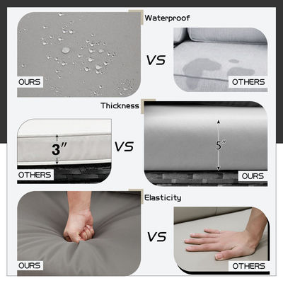 AJUNION 9 piezas Muebles de exterior de vícara de ratán Sofá Confortable PE de vícara de ratán