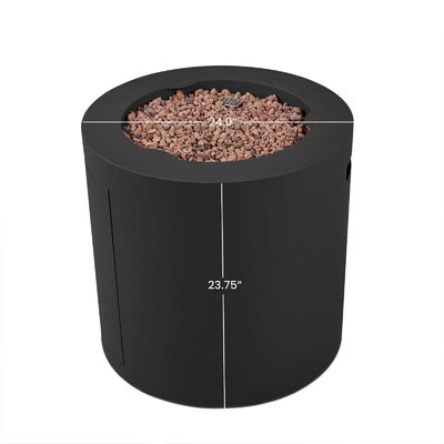 24"L x 24"W x 23.5"H AJUNION Fuego de acero redondo para exteriores sin humo