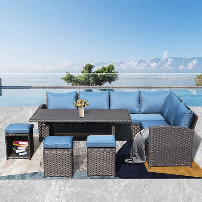 Sofá al aire libre Patio Jardín Balcón Piscina Playa Tejido PE Wicker Rattan Salón Conjunto de Sofá Modular
