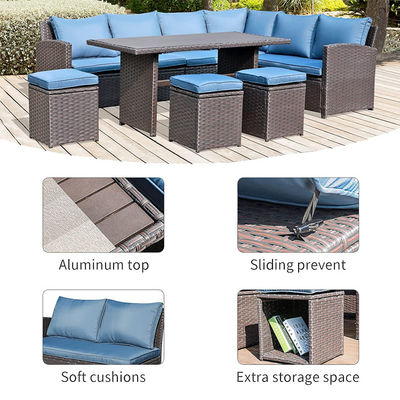 Sofá al aire libre Patio Jardín Balcón Piscina Playa Tejido PE Wicker Rattan Salón Conjunto de Sofá Modular