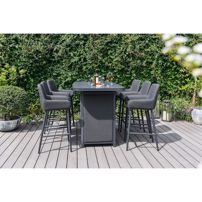 Conjunto de bar de lujo al aire libre Muebles de aluminio Muebles de jardín Conjunto de comedor con chimenea 87kg