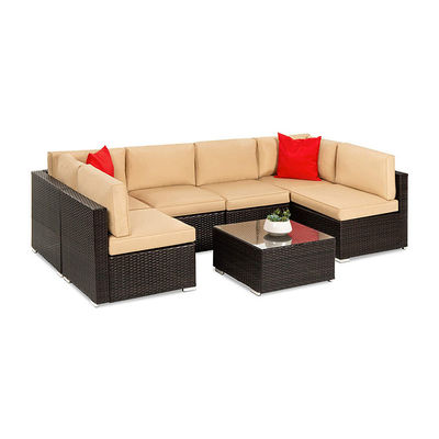 Hotel Al aire libre Patio interior Jardín Balcón Piscina Playa Tejido PE Wicker Rattan Salón Sofá Modular Seccional