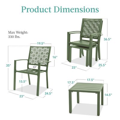 Muebles de exterior AJUNION Moderno de acero KD marco de jardín conjunto de sillas apilables conjunto de bistró