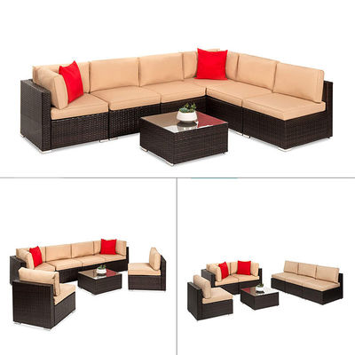 Hotel Al aire libre Patio interior Jardín Balcón Piscina Playa Tejido PE Wicker Rattan Salón Sofá Modular Seccional