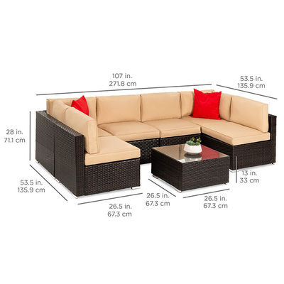 Hotel Al aire libre Patio interior Jardín Balcón Piscina Playa Tejido PE Wicker Rattan Salón Sofá Modular Seccional