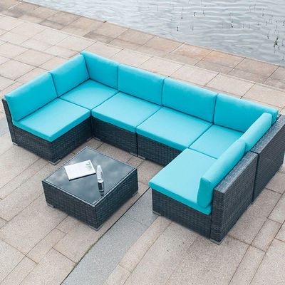 Hotel Al aire libre Patio interior Jardín Balcón Piscina Playa Tejido PE Wicker Rattan Salón Sofá Modular Seccional